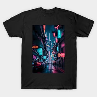 Futuristic Cyberpunk Neon City - Tokyo T-Shirt